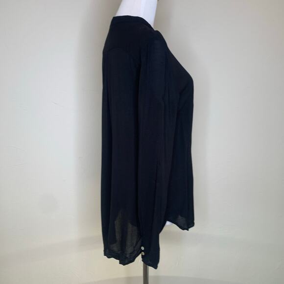 H&M Black Rayon Popover Shirt Sz 6 Semi Sheer - Picture 4 of 11